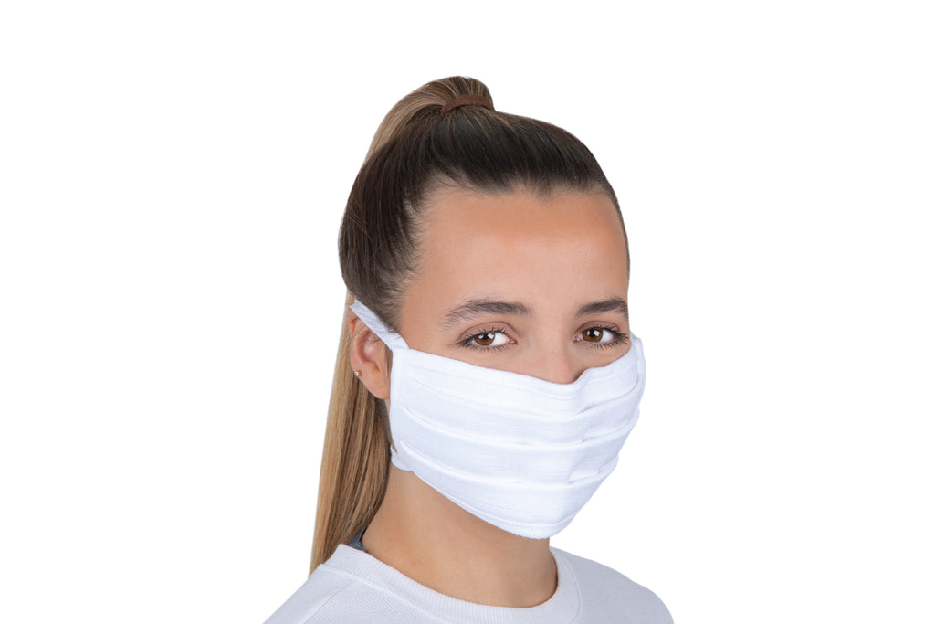 White cotton face covering 