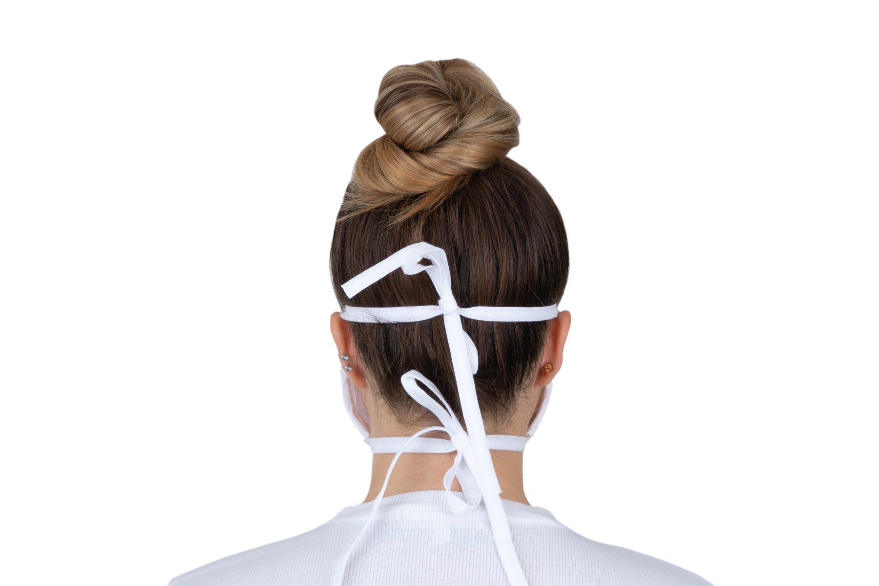 White cotton face covering with ties