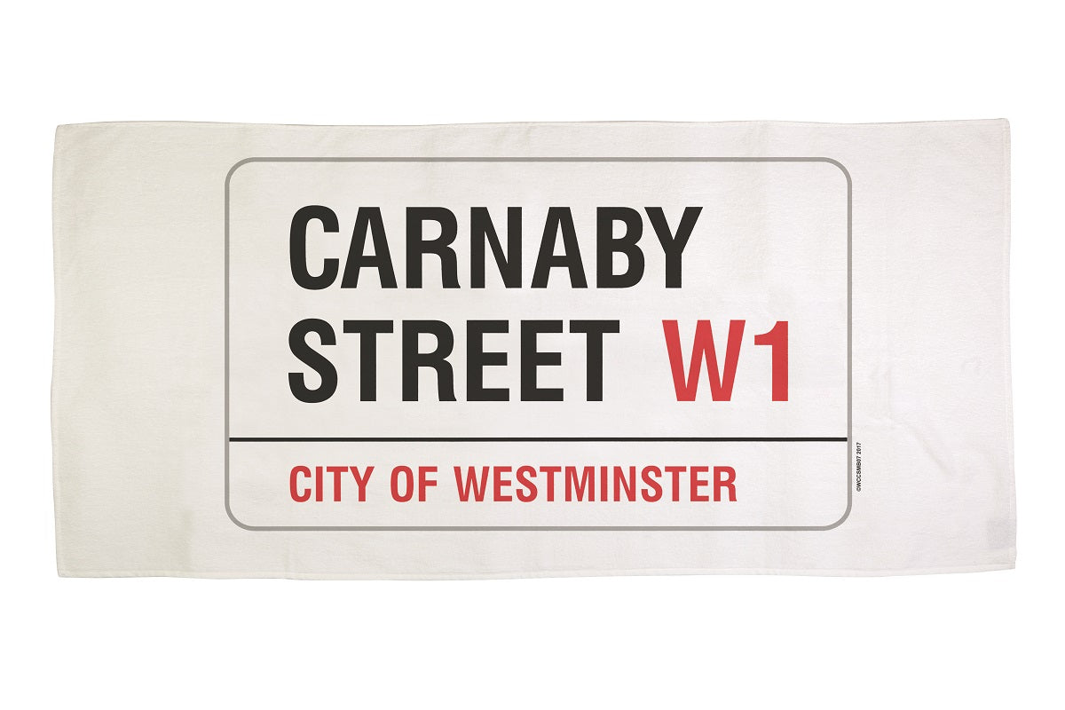 Cotton towelling london carnaby street sign beach towel