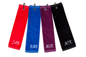 Personalised golf towel 100% cotton velour with carabiner and grommet