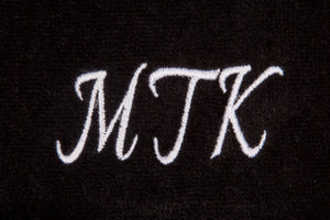 Personalised golf towel 100% black cotton velour with carabiner and grommet