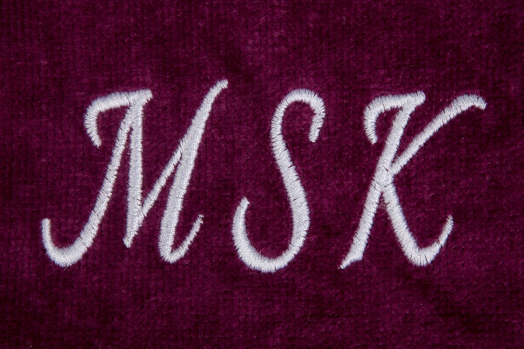 Personalised golf towel 100% burgundy cotton velour with carabiner and grommet