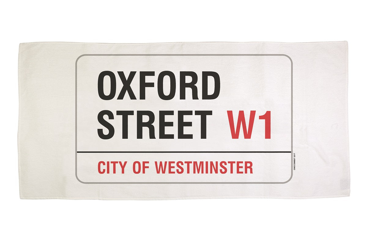 Cotton towelling london oxford street sign bath towel