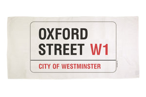 Cotton towelling london oxford street sign bath towel