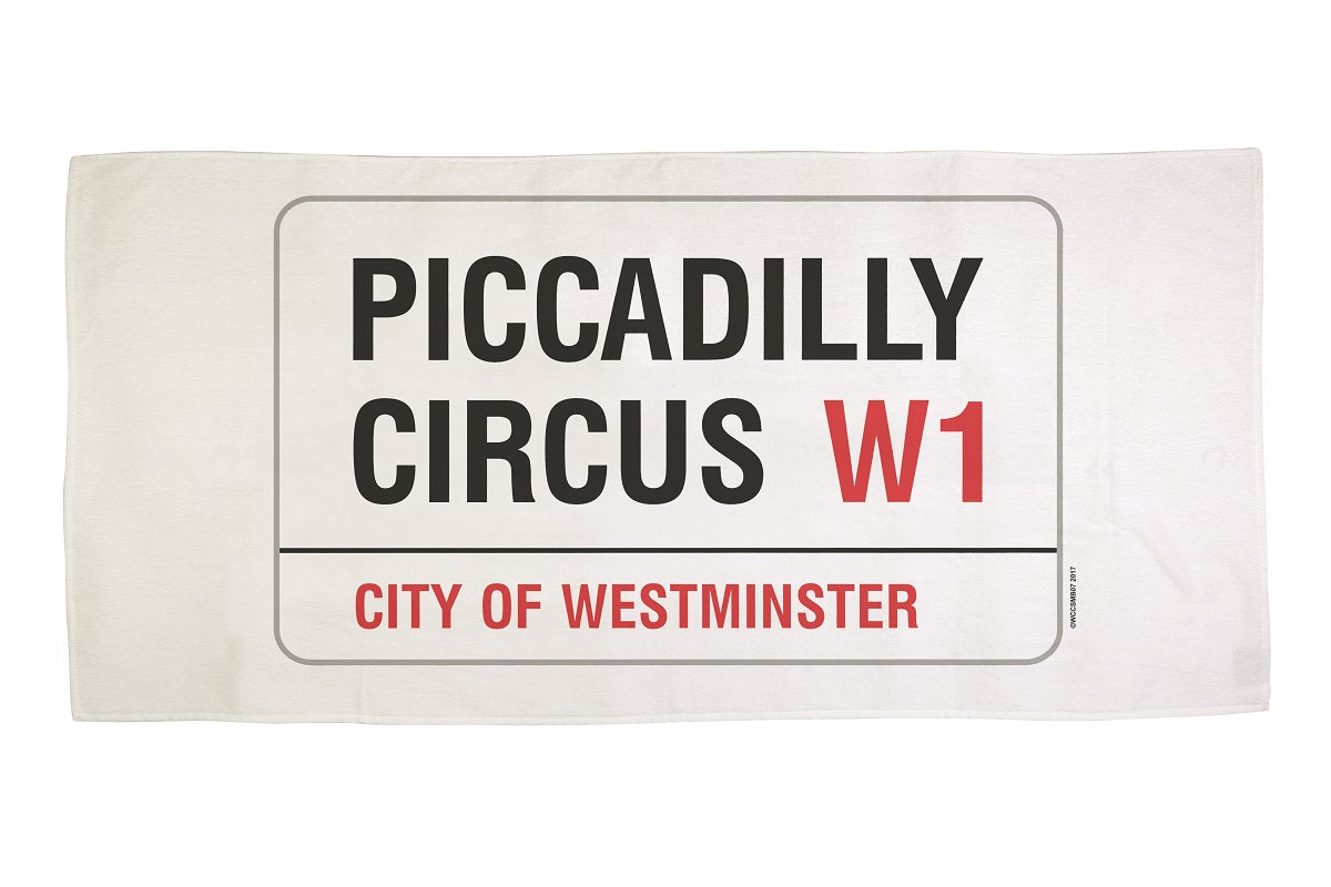 Cotton towelling london piccadilly circus sign bath towel
