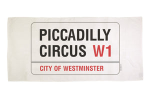 Cotton towelling london Piccadilly Circus street sign beach towel
