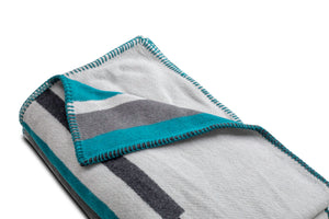 recycled cotton blanket throw blue
