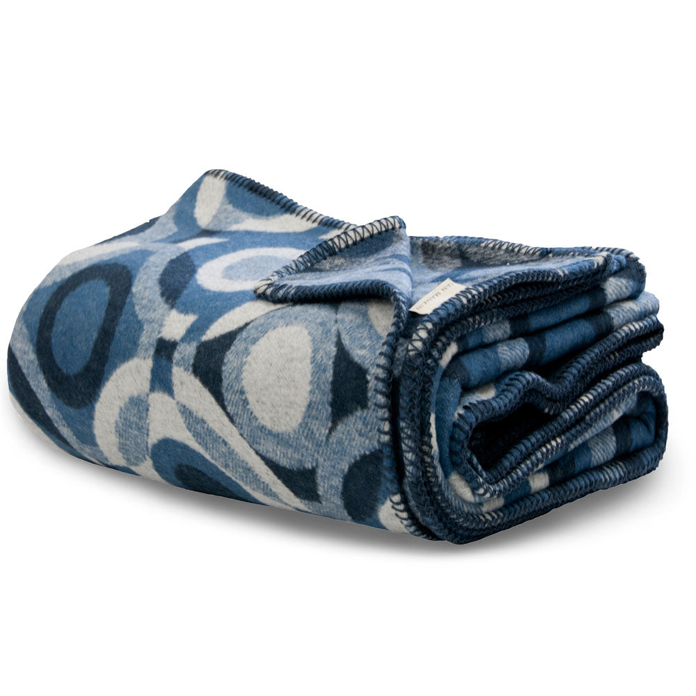 recycled cotton blanket throw blue